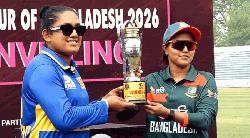 রাজশাহীতে বাংলাদেশ-শ্রীলঙ্কা নারী দলেরওয়ানডে সিরিজের ট্রফি উন্মোচন