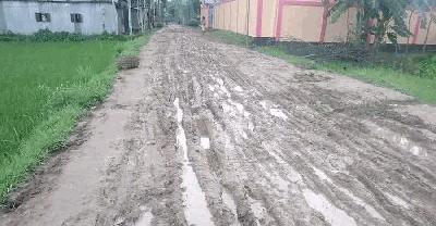  উন্নয়নের ছোঁয়া মেলেনি বিহারীপুরে, কাঁদামাখা সড়কে চরম জনদুর্ভোগ  