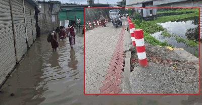 এক মাসেই ধসে গেল রাস্তা, দুর্ভোগে ৫ গ্রামের মানুষ